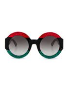 Gucci Urban Web Block Sunglasses In Stripes,metallics,black