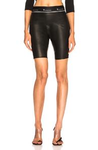 T By Alexander Wang Leather Biker Short In Black