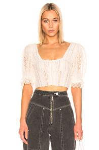 Jonathan Simkhai Mixed Knit Lace Bustier Top In Neutral