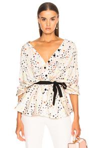 Hellessy Lotus Top In Neutral,blue,geometric Print