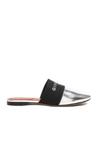 Givenchy Leather Bedford Logo Trim Flat Mules In Metallics