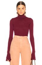 Victoria Beckham Sheer Rib Polo Neck Top In Purple,red