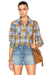 Mother Twirl My Ex's Top In Blue,checkered & Plaid
