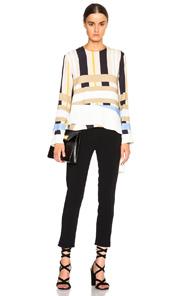 Msgm Graphic Stripe Top In Neutrals,stripes,blue