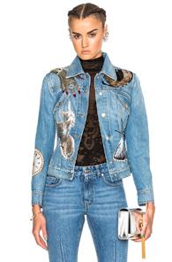 Alexander Mcqueen Bombe Denim Jacket In Blue
