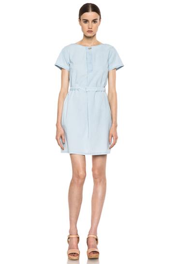 A.p.c. Chambray Dress In Blue