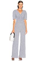 Staud Fraise Jumpsuit In Blue,plaid