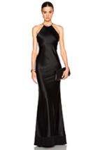 Calvin Klein Collection Fawn Satin Silk Charmeuse Gown In Black