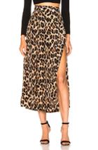 Smythe Pleated Side Slit Skirt In Brown,animal Print