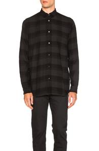 Robert Geller Plaid Dress Shirt In Gray,checkered & Plaid