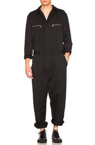 Junya Watanabe Cotton Polyester Herringbone Jumpsuit In Black
