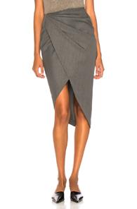 Helmut Lang Draped Wool Skirt In Gray