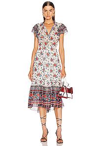Ulla Johnson Reese Dress In Blue,floral,neutral