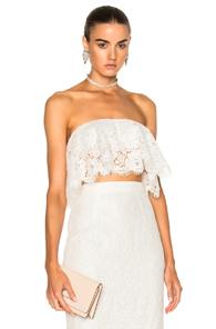Houghton Jonesy Guipure Lace Ruffled Bandeau In White