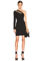 Versus One Shoulder Jersey Dress With Cutout In Black