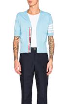 Thom Browne Cashmere Short Sleeve Cardigan In Blue