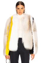 Sprung Cesar Fur Jacket In Black,yellow,white