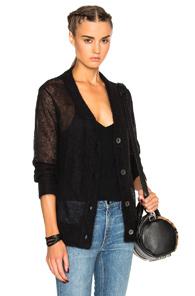 T By Alexander Wang Mohair Cardigan Sweater In Black