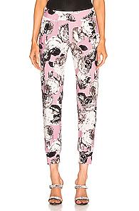 Norma Kamali Side Stripe Jog Pant In Floral,gray,pink,white