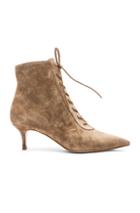 Gianvito Rossi Suede Kitten Heel Lace Up Ankle Boots In Brown