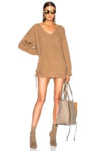 Stella Mccartney Oversized V Neck Sweater In Brown,neutrals