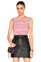 Saint Laurent Distressed Stripe Tank In White,red,stripes