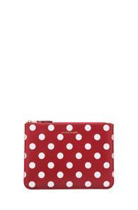 Comme Des Garcons Polka Dot Pouch In Red,geometric Print