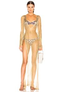 Caroline Constas Mesh Knit Cover Up In Metallic