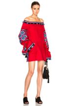March 11 Off Shoulder Tunic Top In Red,geometric Print