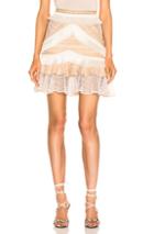 Patbo Mesh & Fringe Tiered Mini Skirt In Neutral,white