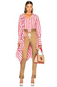 Monse Shirt With Wrap Peplum In Red,stripes,white