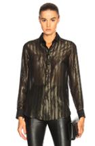 Saint Laurent Lurex Stripe Blouse In Black,stripes