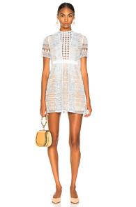 Self-portrait Spiral Panel Lace Mini Dress In Blue