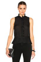 Derek Lam 10 Crosby Ruffle Collar Top In Black