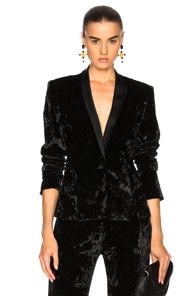 Jonathan Simkhai Crushed Velvet Jacket In Black