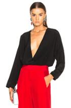 Michelle Mason Oversized Blouse Bodysuit In Black