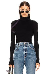 Helmut Lang Rib Turtleneck Top In Blue