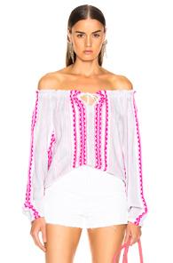 Lemlem Riban Blouse In Pink,stripes,white
