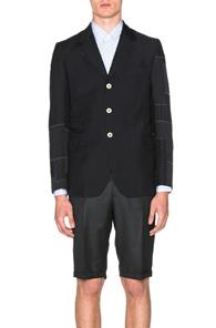 Junya Watanabe Wool Mohair Patchwork Blazer In Blue