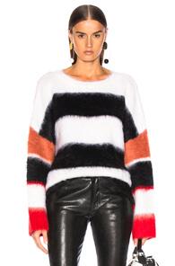 Cinq A Sept Damiana Pullover In Black,red,orange,stripes