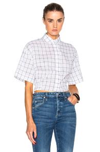 Msgm Window Pane Print Shirt In White,geometric Print