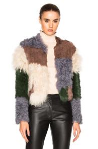 Nicholas Mixed Fur Jacket In Neutrals,green,abstract