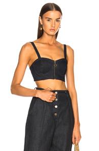 Zeynep Arcay Denim Bustier In Blue