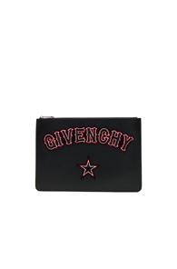 Givenchy Large Gothic Logo Pouch In Black