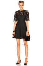 Valentino Heavy Lace & Crepe Couture Dress In Black
