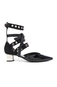 Self-portrait X Robert Clergerie Patent Leather Susa Kitten Heels In Black