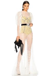 Alessandra Rich Puff Sleeve Lace Gown In White