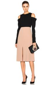 Tibi Cut Out Shoulder Dress In Black,neutrals