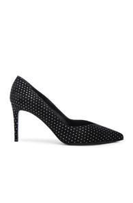 Saint Laurent Paris Skinny Glitter Dot Suede Pumps In Black