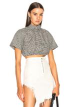 Sandy Liang Volvic Crop Top In Black,checkered & Plaid